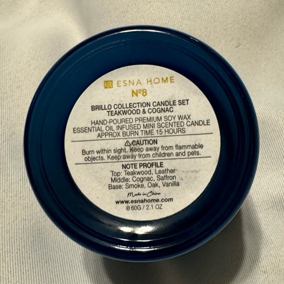 Ensa Home Candle N8 Brillo Collection Teakwood Cognac Hand Poured Soy Wax New - Picture 2 of 2